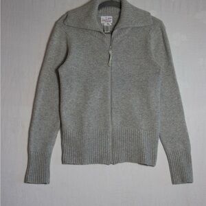 Vintage Y2K Old Navy Gray Zip Up Knit Sweater Size L Rabbit Hair Lambswool Blend